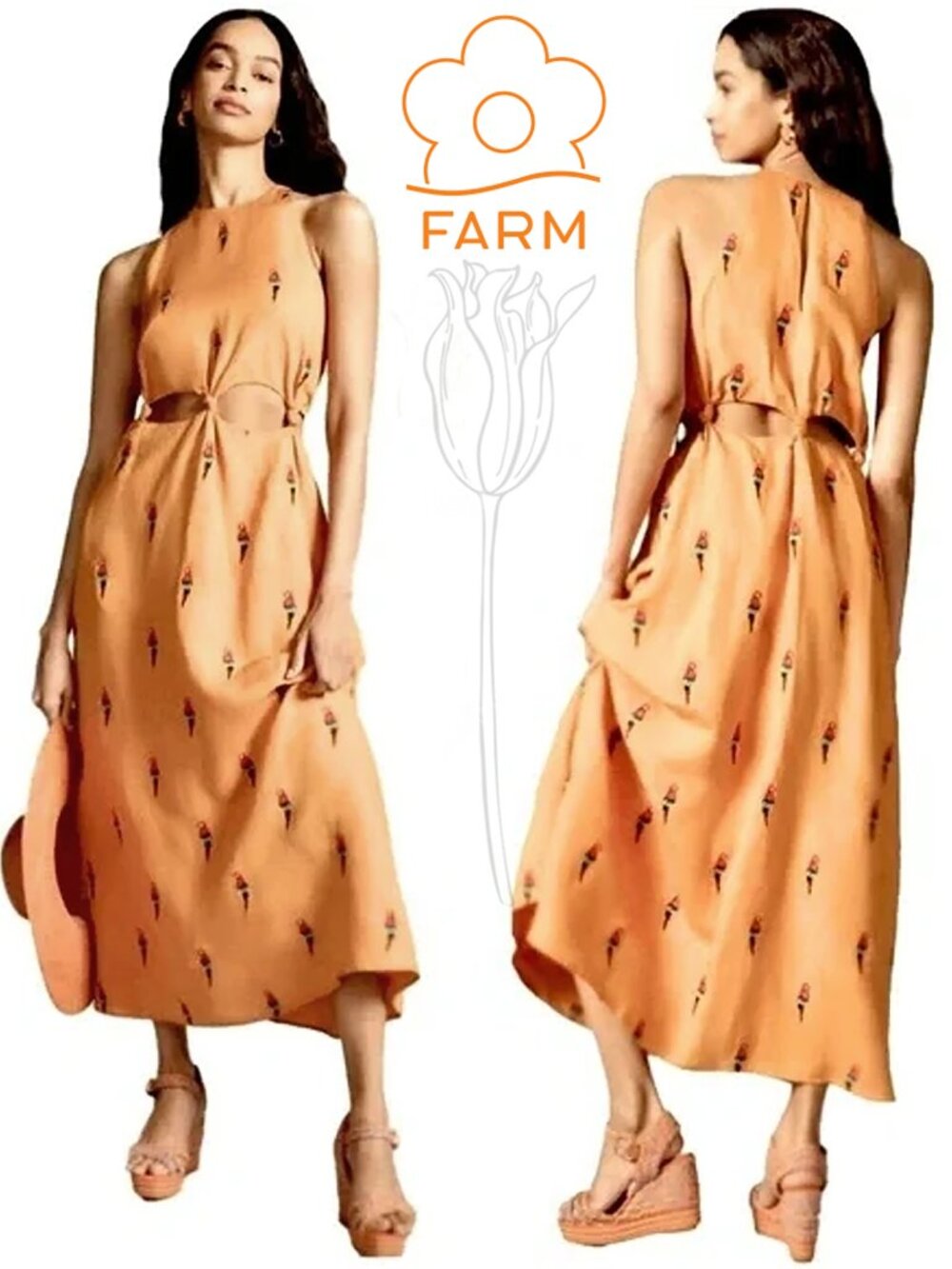 Farm Rio Parrot Halter Maxi Dress